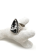 White Buffalo Turquoise and Sterling Silver Triangular Ring (Size 7 ½)