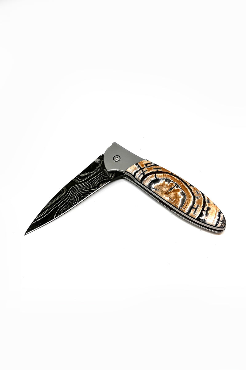 Woolly Mammoth Tusk and Damascus Steel Folding Pocket Knife (VERY COOL!)