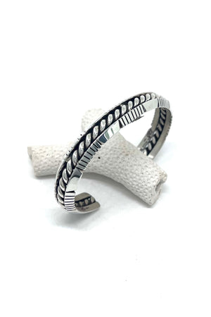 Navajo Sterling Silver Rope Design Cuff Bracelet