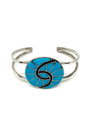 Amy Quandelacy Turquoise Inlay Turquoise Cuff Bracelet