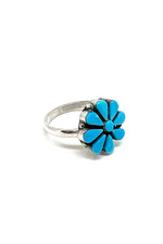 Delicate Zuni Turquoise Round Petit Point Cluster Ring