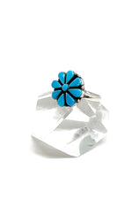 Delicate Zuni Turquoise Round Petit Point Cluster Ring