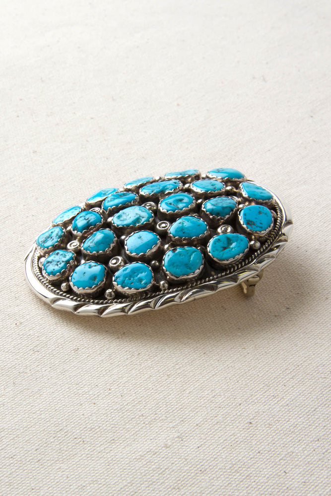 Navajo Kingman Turquoise and Sterling Silver Belt Buckle