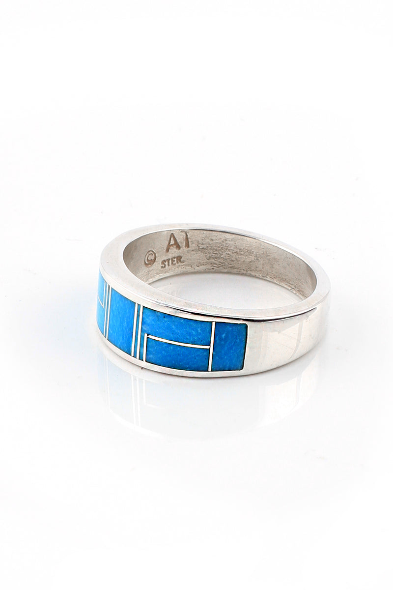 Turquoise Inlay Men's Turquoise Band Rings Mens Inlay