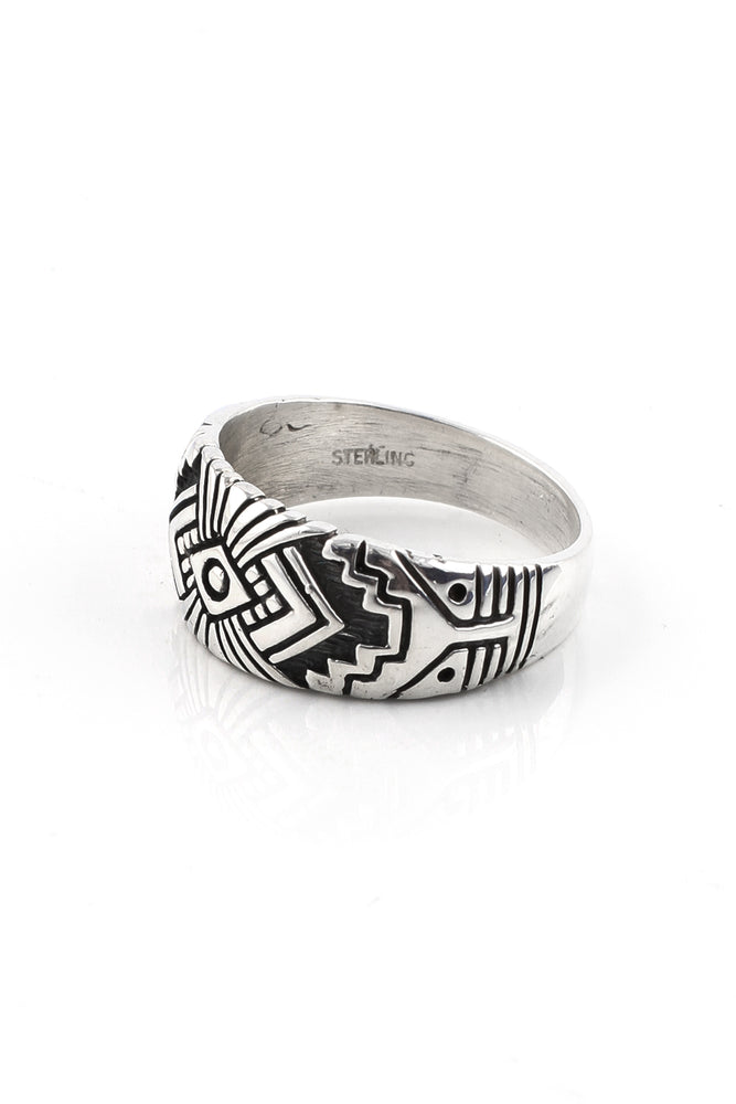 Rug Design Sterling Silver Men's Ring