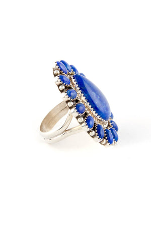 Lapis Lazuli Cluster Sterling Silver Ring (Size 8 ¾)