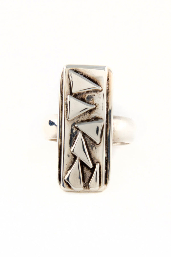 Benjamin Forest "Silver Shards" Rectangular Sterling Silver Ring (Size 7 ¾)
