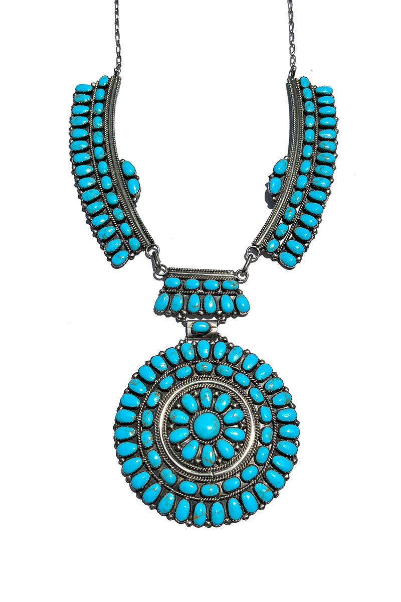Juliana Williams Turquoise Sun Wheel Statement Necklace – Silver