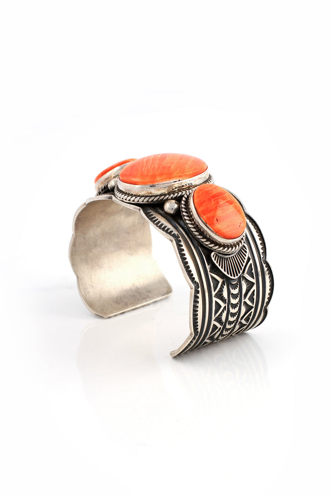 Albert Jake Women’s Orange Spiny Shell Cuff Bracelet
