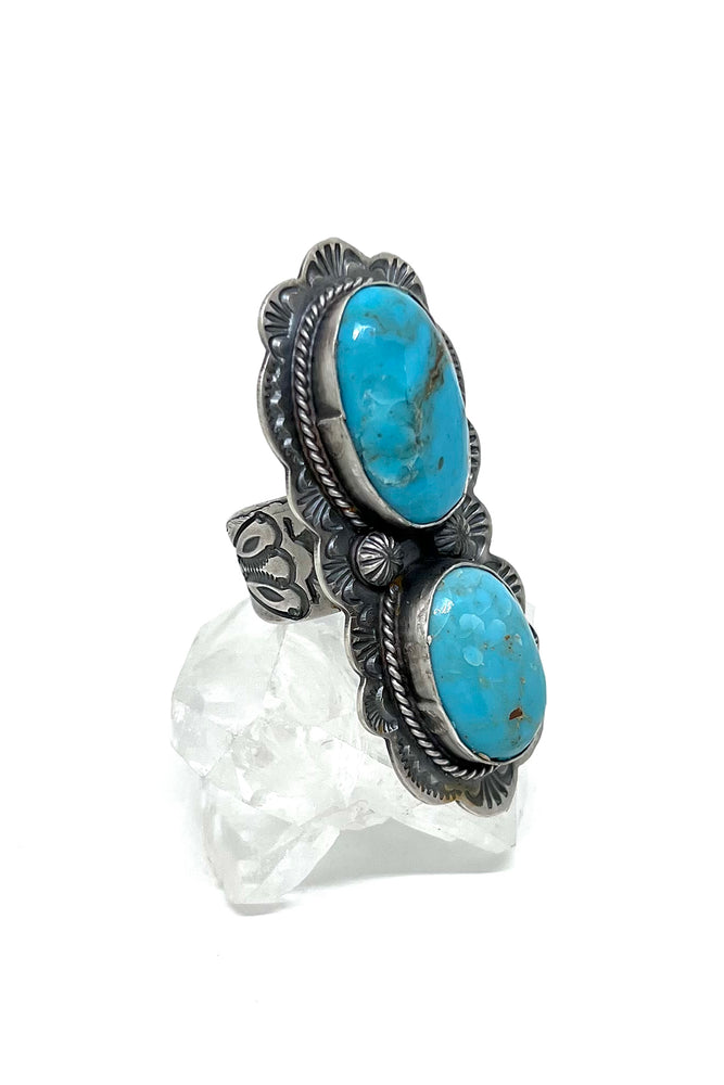 Navajo Double Stone Kingman Turquoise Ring (Size 10 ½)