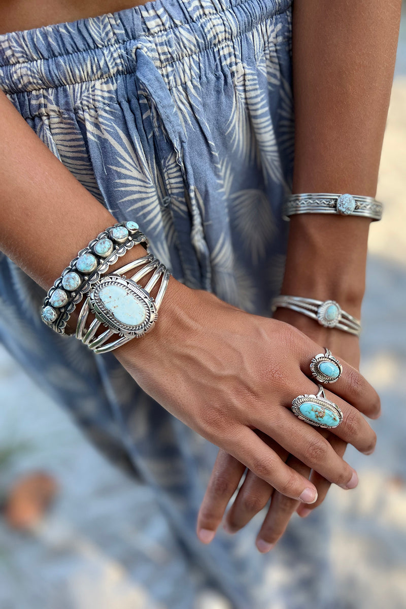 Larry Yazzie Dry Creek Turquoise Cuff Bracelet – Silver Eagle Gallery