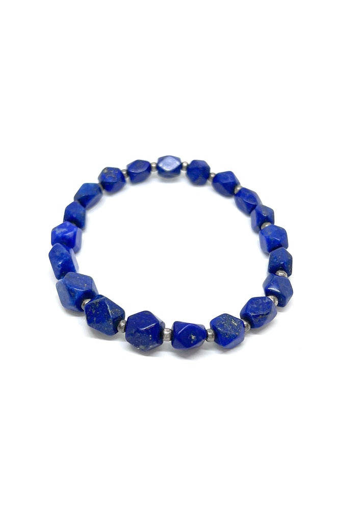 Lapis Lazuli Stretchy Bead Bracelet (Angled)
