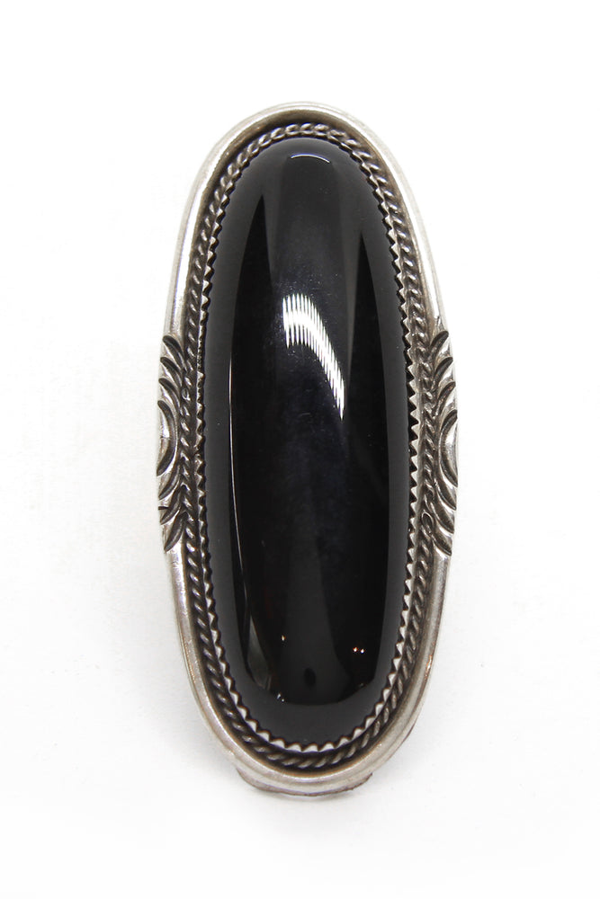 Betty Begay Long Oval Black Onyx Ring (Size 11)