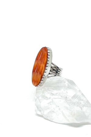 Navajo Delbert Vandever Orange Spiny Shell Ring (Size 6 3/4)