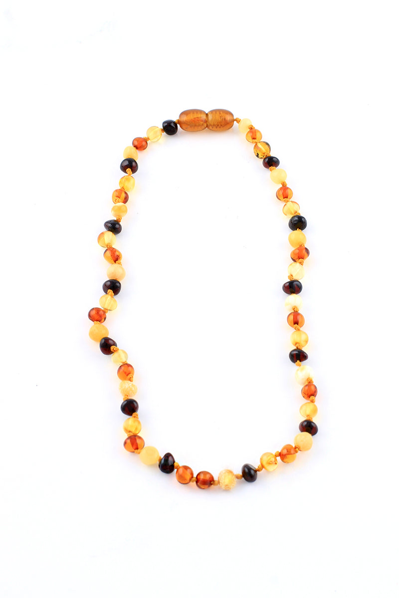 Tricolor Amber Teething Necklace Silver Eagle Gallery