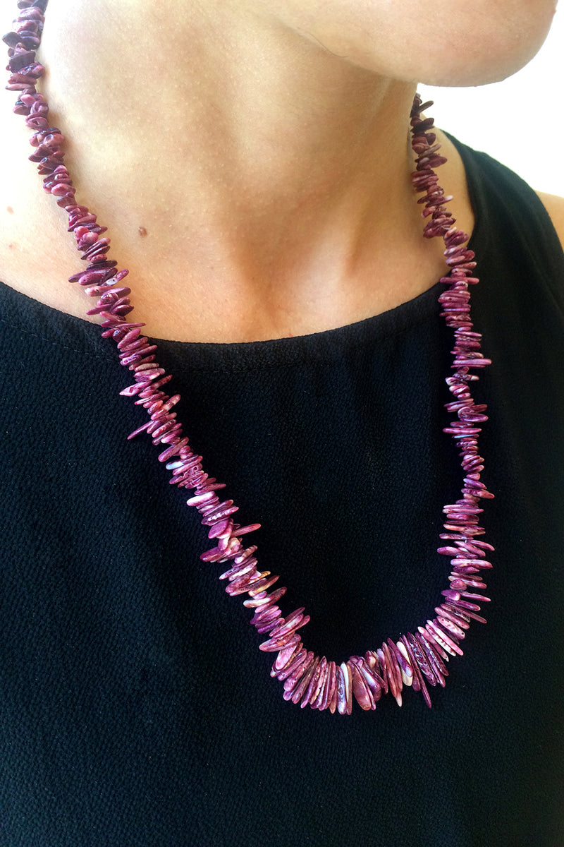 Purple puka shell on sale necklace