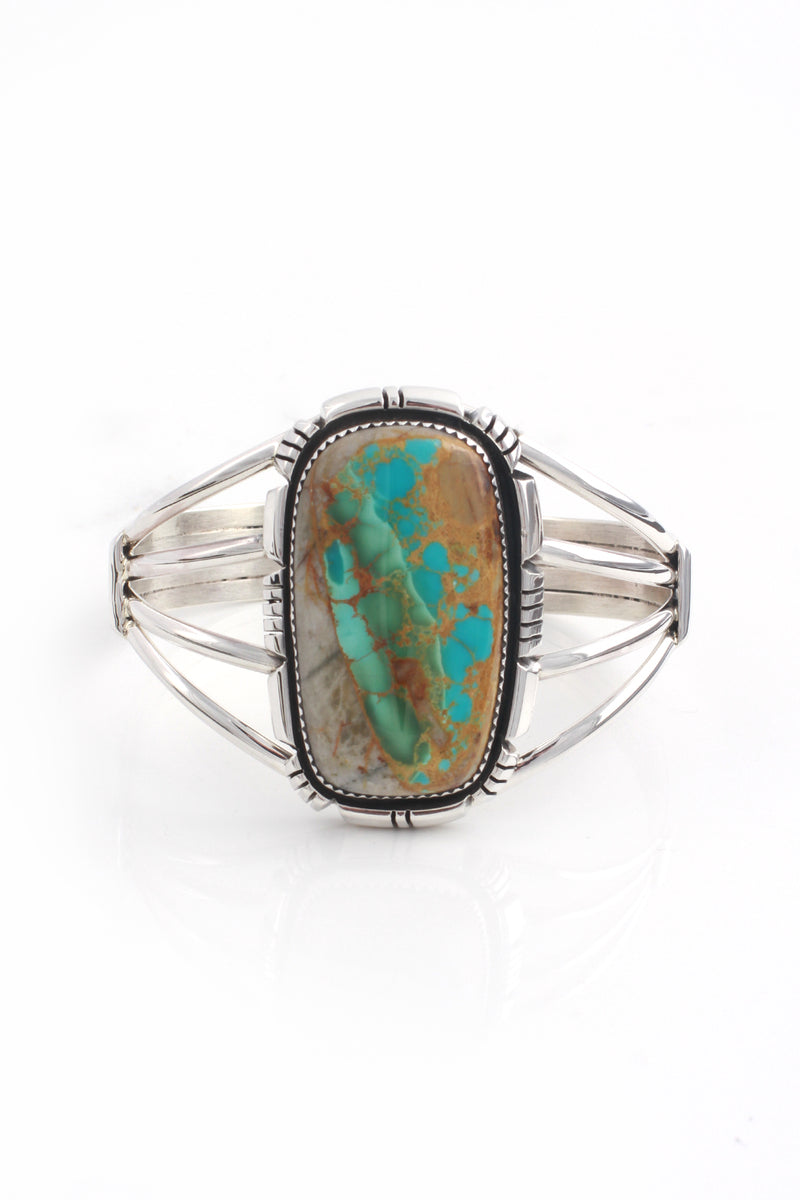 Ocean Boulder Turquoise Native American Navajo Sterling Silver Heavy Bracelet Ocean Boulder Turquoise Native American Navajo Sterling Silver Heavy Bracelet