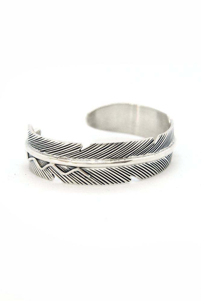 Navajo Sterling Silver Feather Cuff
