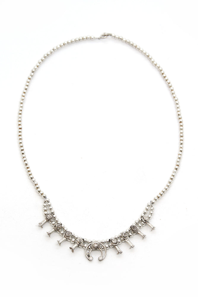 Mini Silver Navajo Squash Blossom Necklace