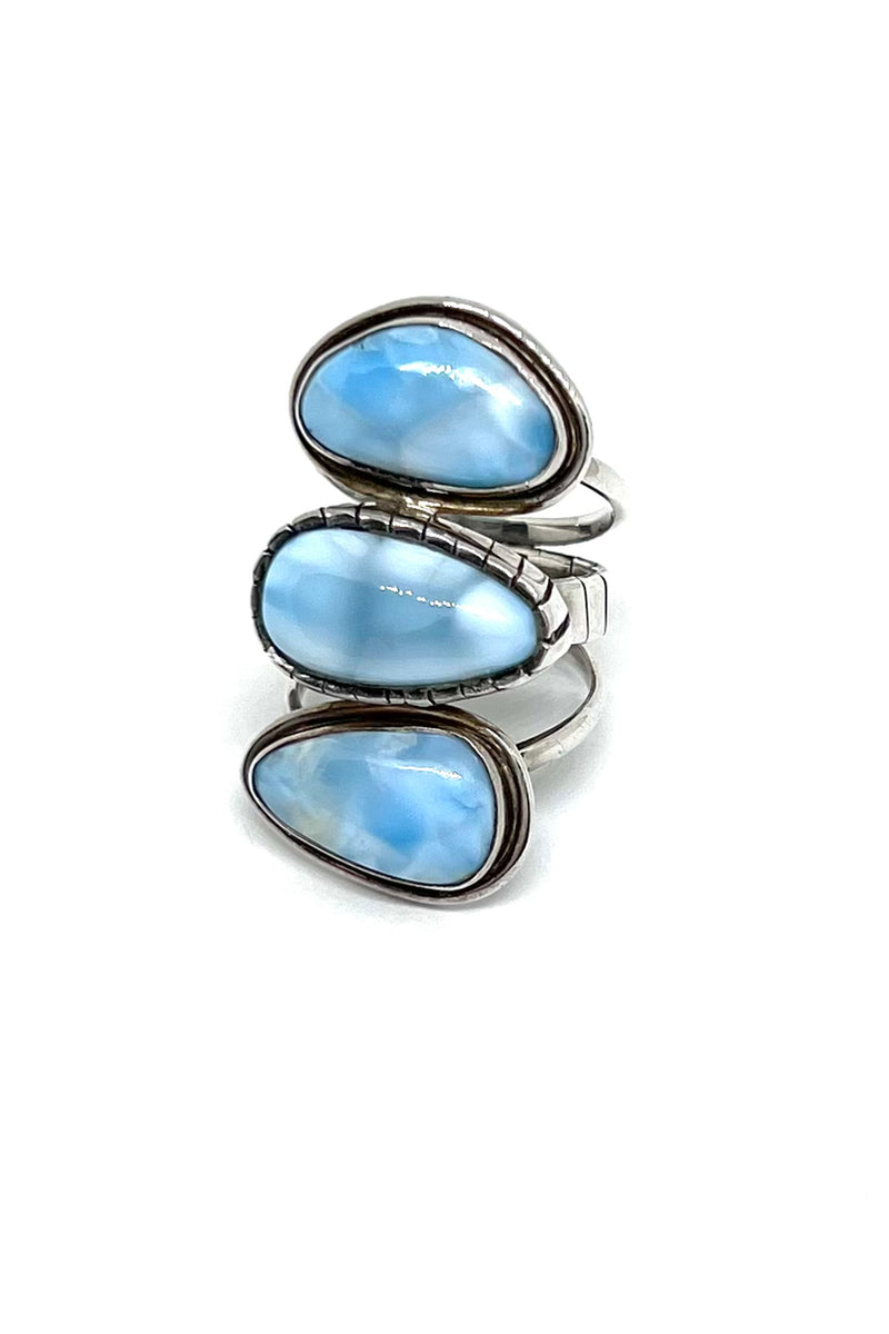 Triple Stone Larimar Ring – Silver Eagle Gallery