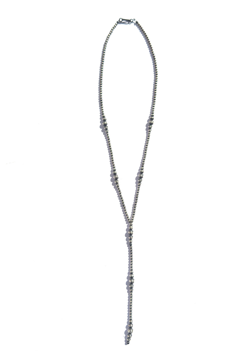 Oxidized Sterling Silver Bead Lariat Necklace - 20"