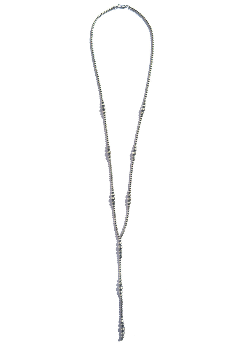 Oxidized Sterling Silver Bead Lariat Necklace - 30"