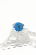 Blue Turquoise Channel Inlay Men's Ring (Size 10 ¾)