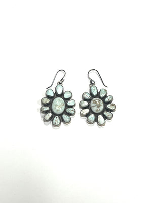 
                
                    Load image into Gallery viewer, Dry Creek White Turquoise Cluster Earrings
                
            