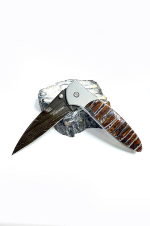 Mammoth and Alabama Damascus Steel Inlay Knife