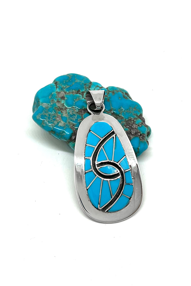Turquoise Inlay Eagle Amy Quandelacy Turquoise Inlay Turquoise Pendant – Silver Eagle Gallery