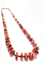 Red Spiny Oyster Shell  Disk Statement Necklace