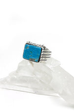 Blue Turquoise and Sterling Silver Men's Ring (Size 10 ½)