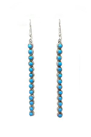 Zuni Sleeping Beauty Turquoise Round Petit Point Earrings