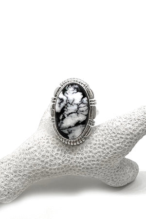 Navajo Sterling Silver White Buffalo Ring (Size 7)