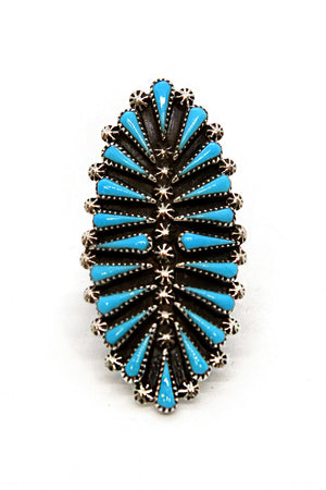 Zuni Turquoise Oval Petit Point Ring (Size 10)