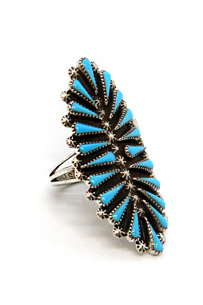 Zuni Turquoise Oval Petit Point Ring (Size 10)