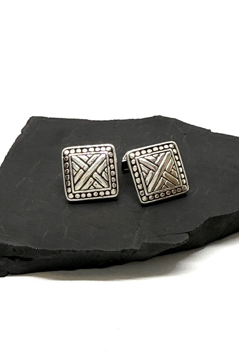 Bali Sterling Silver Geometric Cuff Links