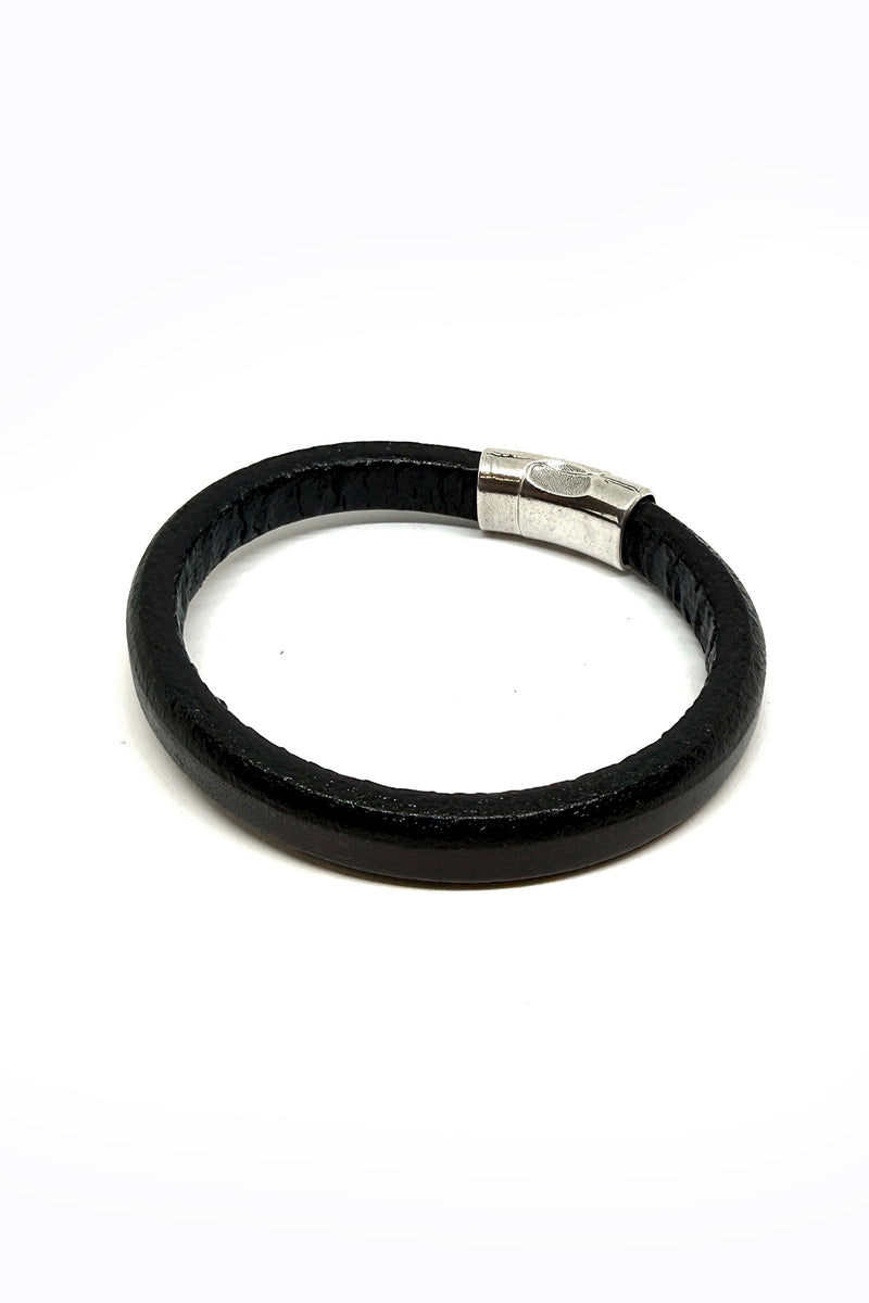 Black Italian Leather Station Bracelet