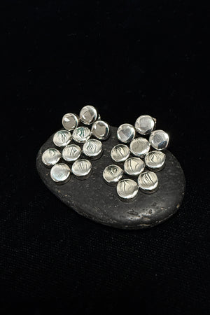 Sterling Silver Domed Bead Cluster Earrings