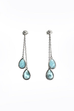 Double Stone Larimar Dangle Earrings