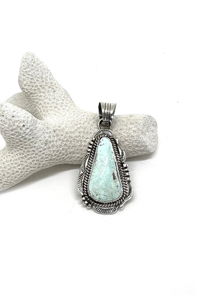 Dry Creek White Turquoise Sterling Silver Pendant