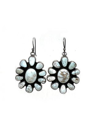 Navajo Dry Creek White Turquoise Cluster Earrings