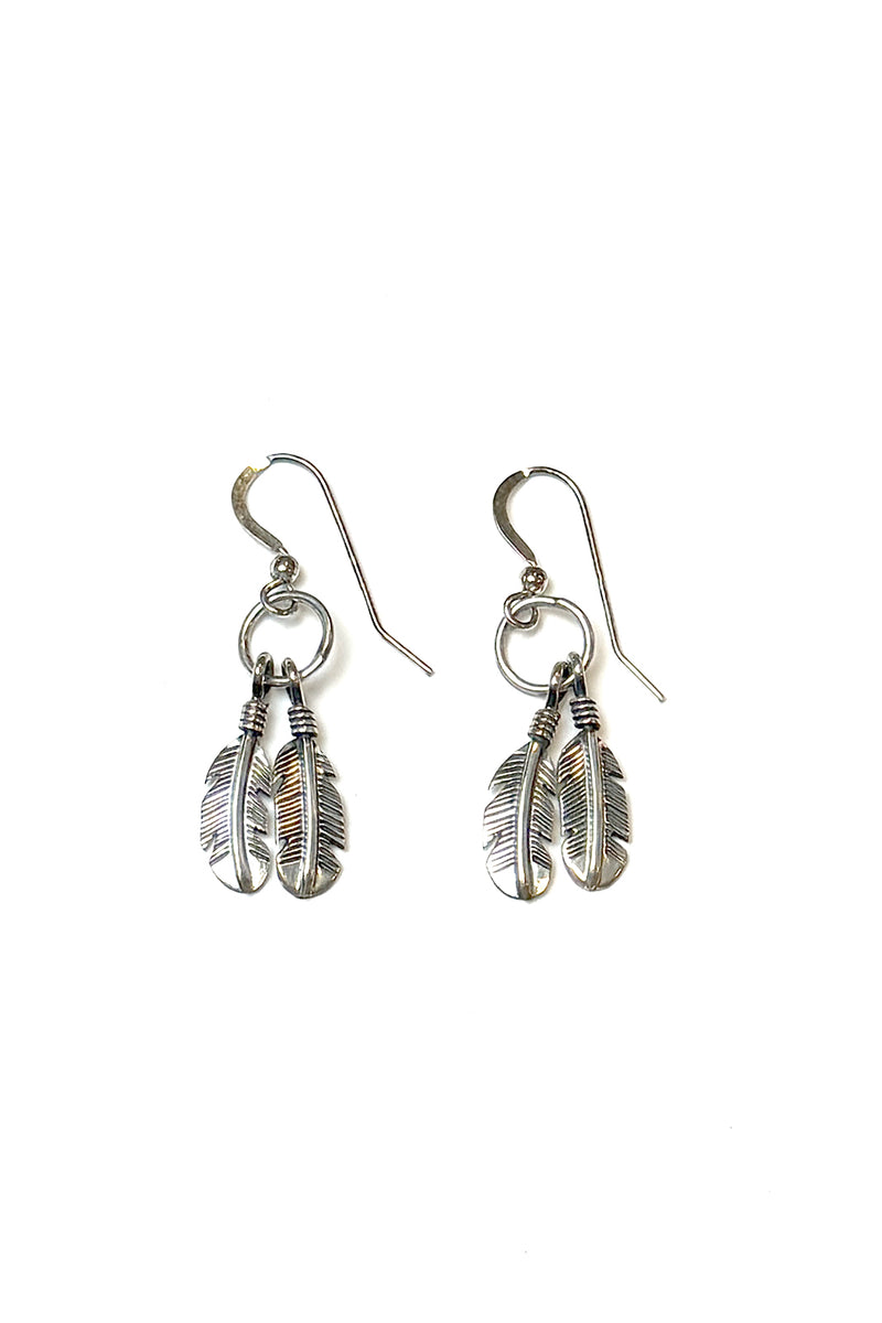 Small Twin Feather Earrings