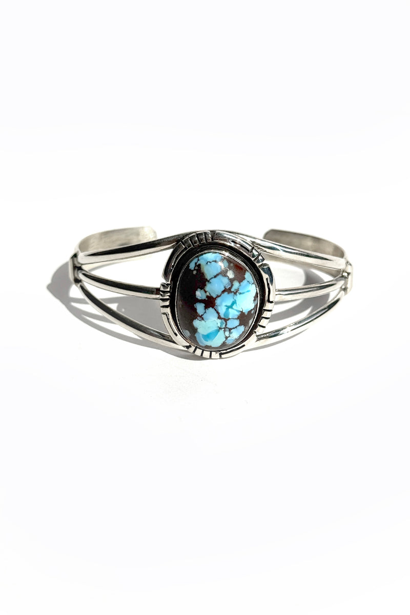 Navajo Handmade Golden Hills Turquoise Cuff Bracelet – Sterling Silver
