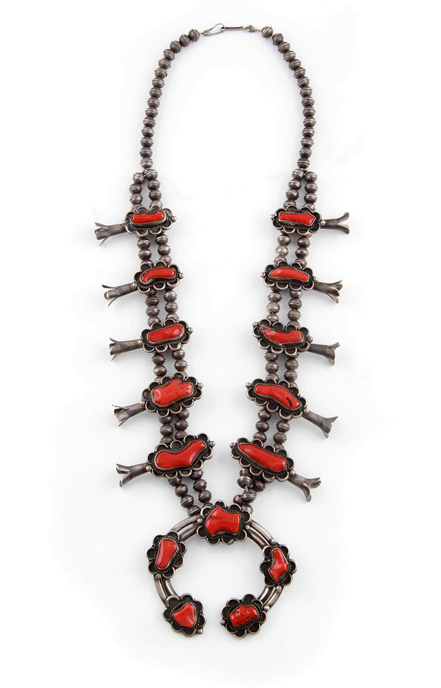 1940's Italian Vintage Red Women’s Squash Blossom Necklace