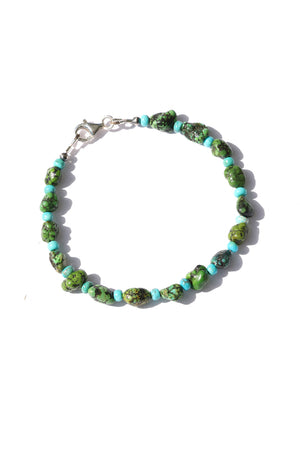 Chunky Green and Blue Turquoise Bead Bracelet