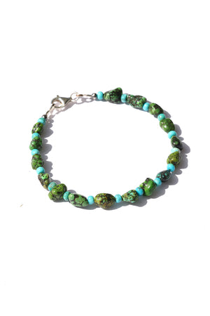 Chunky Green and Blue Turquoise Bead Bracelet