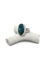 Everette and Mary Teller Oval Kingman Turquoise Ring (Size 6.5)