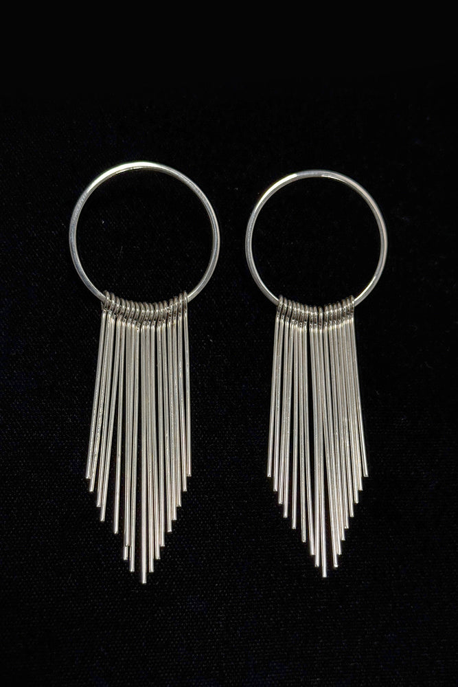 Sterling Silver Fringe Hoop Earrings