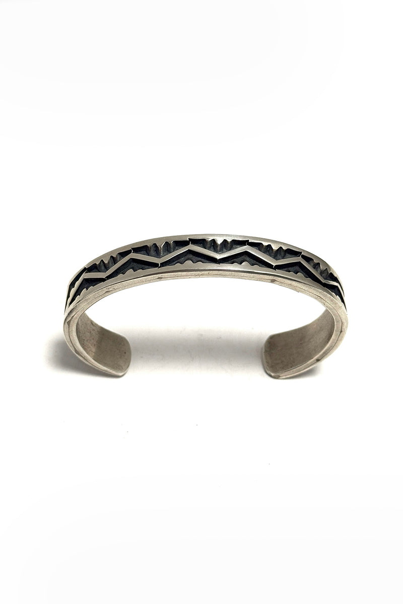 Navajo  Zig Zag Overlay Cuff Bracelet - Sterling Silver
